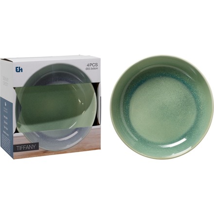 Talíř Excellent KO-Q07000150 hluboký sada 4 ks pr. 23 cm zelená