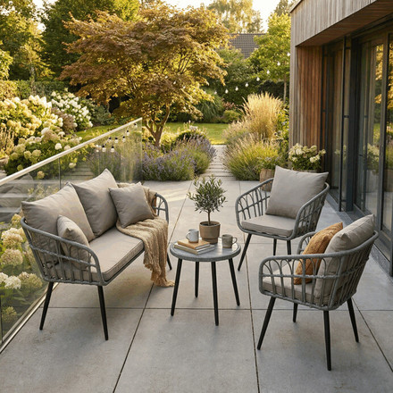 Zahradní sestava Autronic polyratan, šedá, AZ-F1508 GREY (1)