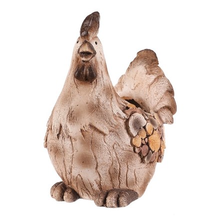 Obal na květiny Autronic Slepice, magnesium, dekor dřeva (MT792)