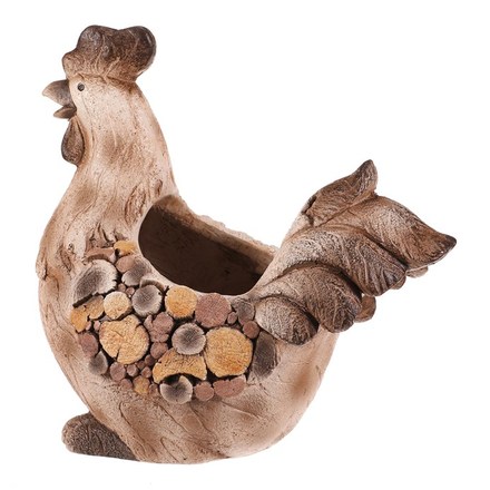 Obal na květiny Autronic Slepice, magnesium, dekor dřeva (MT792) (2)