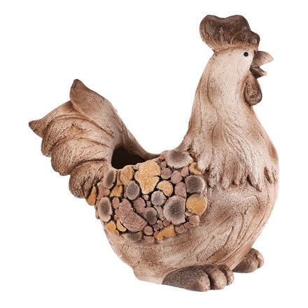 Obal na květiny Autronic Slepice, magnesium, dekor dřeva (MT792) (4)