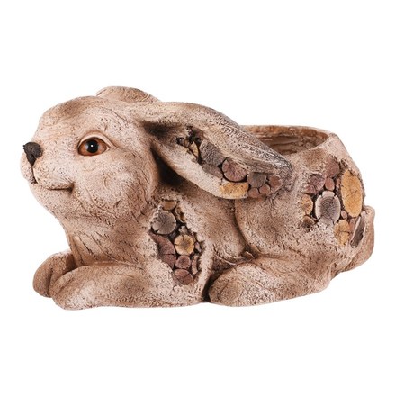 Obal na květiny Autronic Zajíc, magnesium, dekor dřeva (MT790)