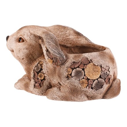 Obal na květiny Autronic Zajíc, magnesium, dekor dřeva (MT790) (2)