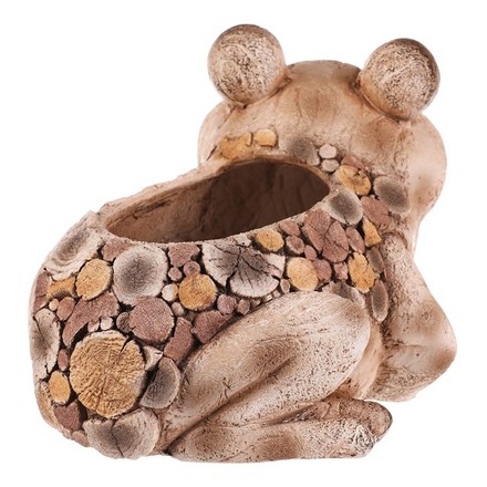 Obal na květiny Autronic Žába, magnesium, dekor dřeva (MT795) (3)