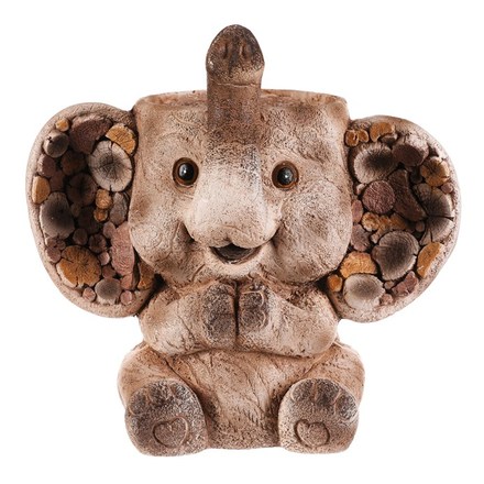 Obal na květiny Autronic Slon, magnesium, dekor dřeva (MT793)