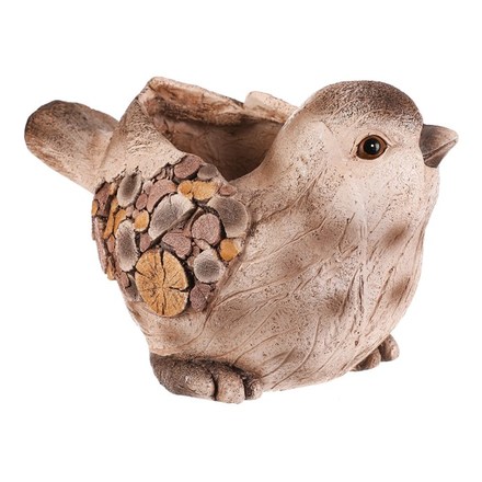 Obal na květiny Autronic Ptáček, magnesium, dekor dřeva (MT791) (4)