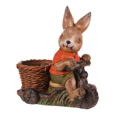 Obal na květiny Autronic Zajíc na sekačce s košíkem - magnesium (MT772)