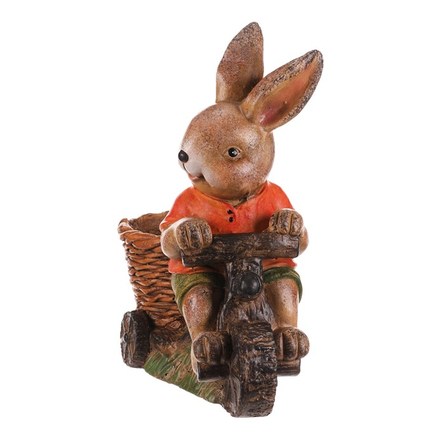 Obal na květiny Autronic Zajíc na sekačce s košíkem - magnesium (MT772) (1)