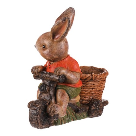 Obal na květiny Autronic Zajíc na sekačce s košíkem - magnesium (MT772) (2)