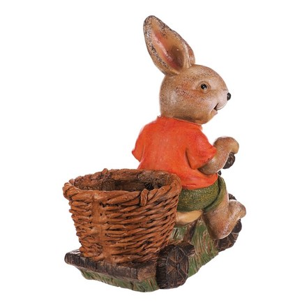 Obal na květiny Autronic Zajíc na sekačce s košíkem - magnesium (MT772) (4)