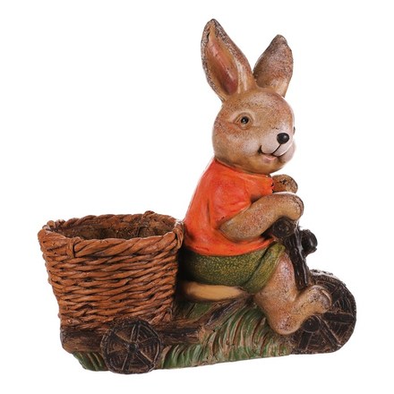 Obal na květiny Autronic Zajíc na sekačce s košíkem - magnesium (MT772) (5)