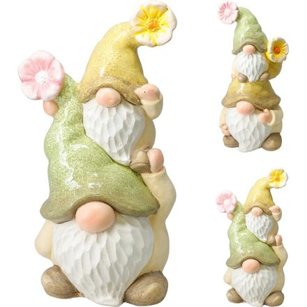 Zahradní dekorace ProGarden KO-795250710stoj trpaslík s dítětem stojícím na rameni 20 x 16 x 39 cm (1)