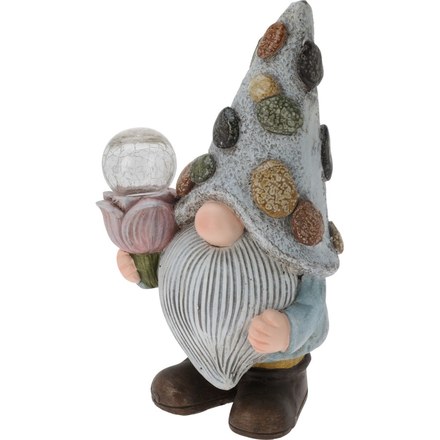 Zahradní dekorace ProGarden KO-795420360tuli trpaslík a solární lampa 33,5 cm tulipán