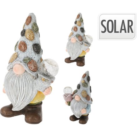 Zahradní dekorace ProGarden KO-795420360tuli trpaslík a solární lampa 33,5 cm tulipán (1)