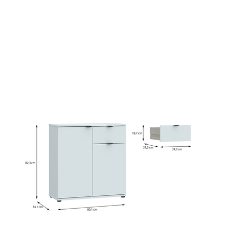 Komoda Forte Ganymebe GNMK22L-U58 ,80x82,3x34cm, barva sv.šedá, 1*karton (5)