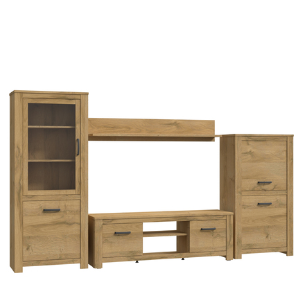 Obývací stěna Forte Havanna HVNM01L-D67 ,334,4x185x42cm, barva dub, 7*karton