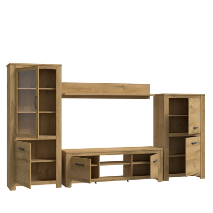 Obývací stěna Forte Havanna HVNM01L-D67 ,334,4x185x42cm, barva dub, 7*karton (1)