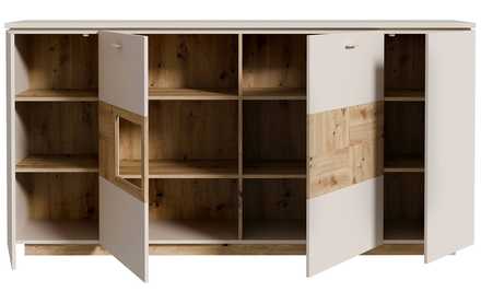 Komoda Forte Louoto LTOV241-M946 ,199,5x101x42cm, barva dub artisan/ písková, 3*karton (2)