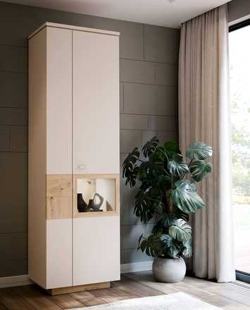 Vitrína Forte Louoto LTOV723R-M946 ,61x198x42cm, barva dub artisan/ písková, 2*karton (5)