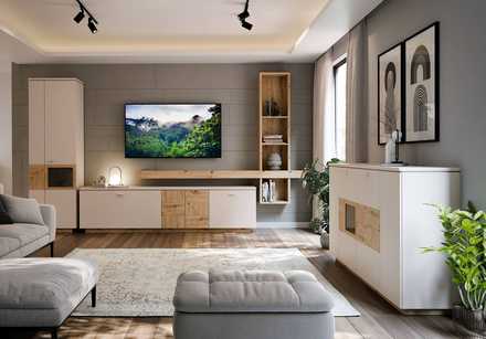 Vitrína Forte Louoto LTOV723R-M946 ,61x198x42cm, barva dub artisan/ písková, 2*karton (4)