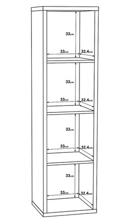 Knihovna Forte Mauro MXXR411-D41F ,38x142x33cm, barva dub pískový, 1*karton (2)