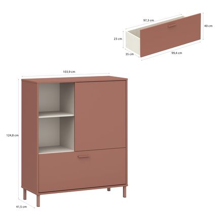 Komoda Forte Milles TEFK321-Q275 ,104x125x42, barva písková / terracotta, 2*karton (9)