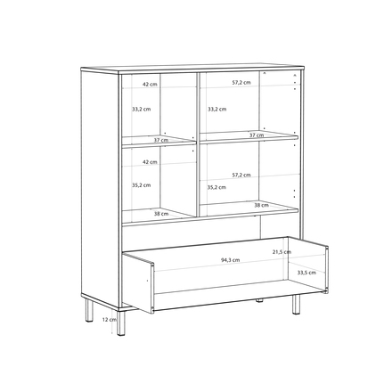 Komoda Forte Milles TEFK321-Q275 ,104x125x42, barva písková / terracotta, 2*karton (10)
