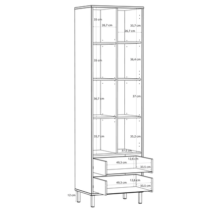 Policová skříň Forte Milles TEFR721-Q274 ,59x202x42cm, barva písková / terracotta, 2*karton (4)