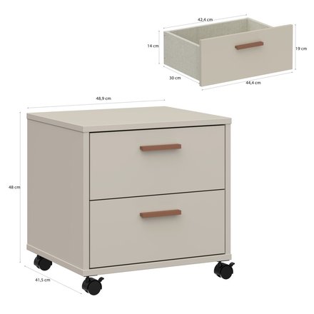 Noční stolek Forte Milles TEFK011-Q274 ,49x48x42cm, barva písková/ terracotta, 1*karton (4)