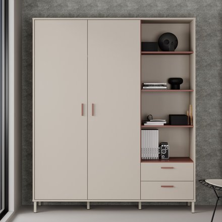 Štaní skříň Forte Milles TEFSS831-Q274 ,168x202x53cm, barva písková / terracotta, 4*karton (4)