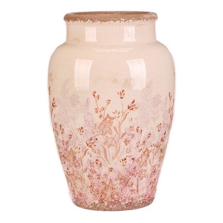 Váza Autronic keramická - zaoblená, retro, růžové květy, vel. L (KEV314-L) (4)