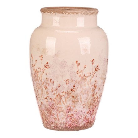 Váza Autronic keramická - zaoblená, retro, růžové květy, vel. L (KEV314-L) (5)