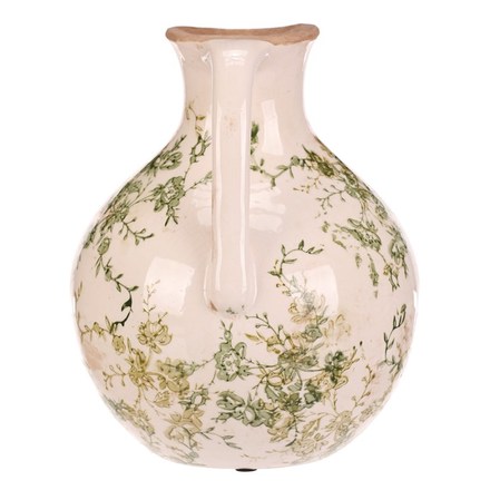 Váza Autronic keramická - džbánek, retro, zelené květy, vel. L (KEV312-L) (2)