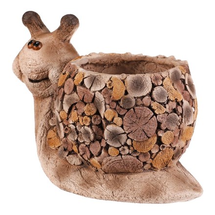 Obal na květiny Autronic Šnek, magnesium, dekor dřeva (MT796) (1)