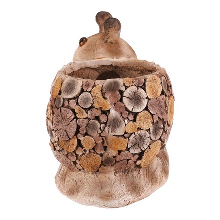 Obal na květiny Autronic Šnek, magnesium, dekor dřeva (MT796) (2)