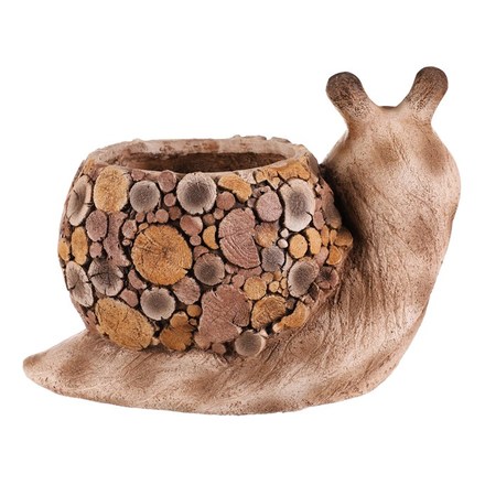 Obal na květiny Autronic Šnek, magnesium, dekor dřeva (MT796) (3)