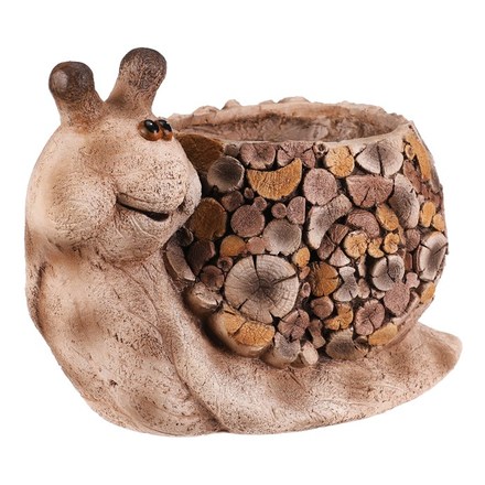 Obal na květiny Autronic Šnek, magnesium, dekor dřeva (MT796) (5)