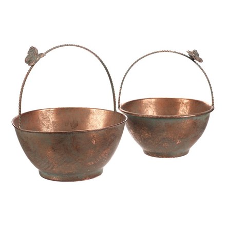 Obal na květiny Autronic kovový  - s motýlem, měděná, cena za sadu 2 ks (FUP564) (5)