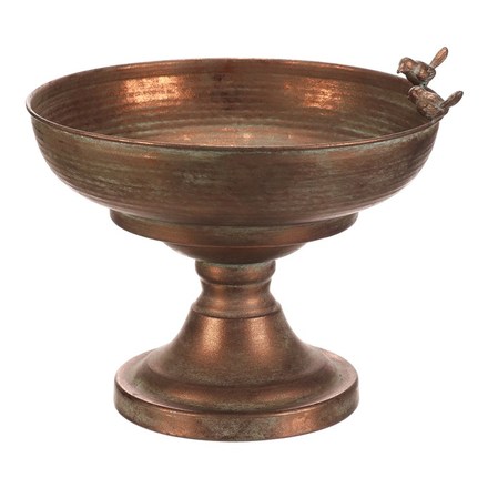 Obal na květiny Autronic kovový  - velký, s ptáčky, barva měděná (FUP568) (2)