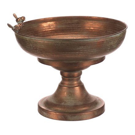 Obal na květiny Autronic kovový  - velký, s ptáčky, barva měděná (FUP568) (4)