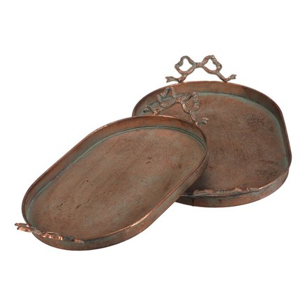 Tác Autronic kovový - oválný s mašlemi, měděný, cena za sadu 2 ks (FUP565) (2)