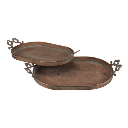 Tác Autronic kovový - oválný s mašlemi, měděný, cena za sadu 2 ks (FUP565) (3)