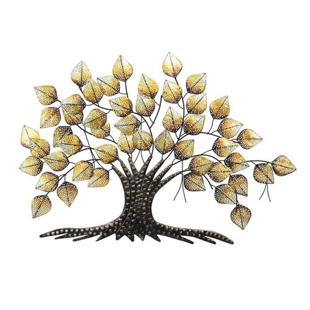 Nástěnná dekorace Autronic Strom kovový, špičaté lístky, zlatý (FA5020)