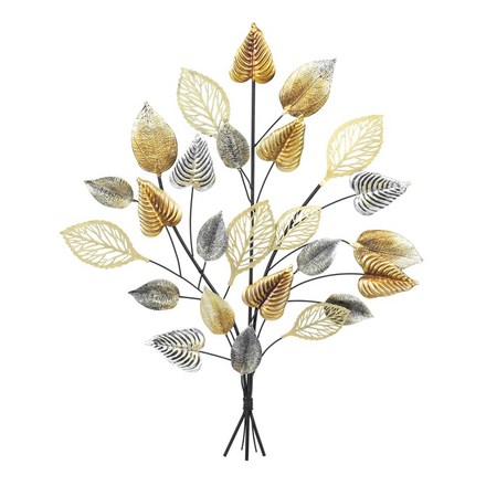 Nástěnná dekorace Autronic Strom kovový, mix listí, zlatý (FA5018)