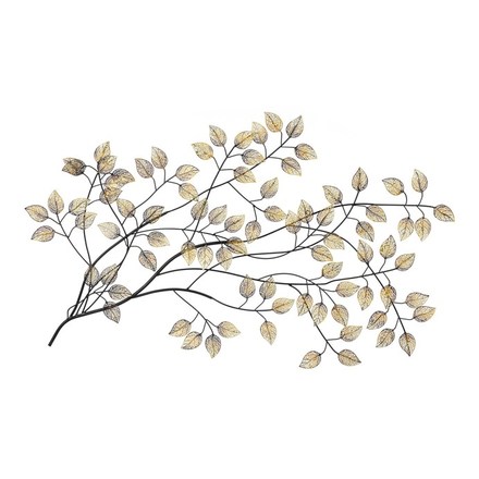 Nástěnná dekorace Autronic Strom kovový, špičaté lístky, zlatý (FA5019)