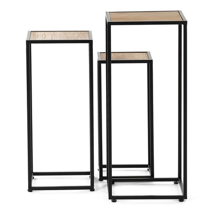 Stojan na květiny Autronic kovový, s MDF (dýha jasan), cena za sadu 3 ks (FA23-022) (4)