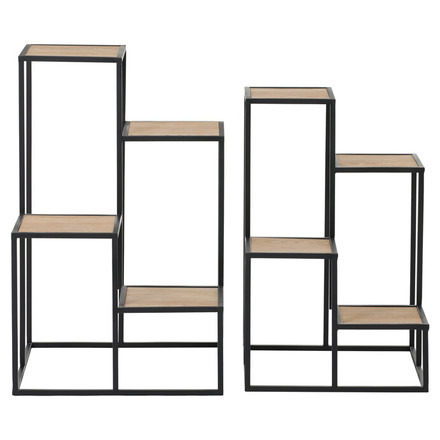 Stojan na květiny Autronic 4 patrový - kov a MDF deska (dýha jasan), cena za sadu 2 ks (FA23-021)