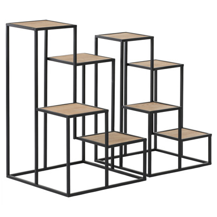 Stojan na květiny Autronic 4 patrový - kov a MDF deska (dýha jasan), cena za sadu 2 ks (FA23-021) (5)