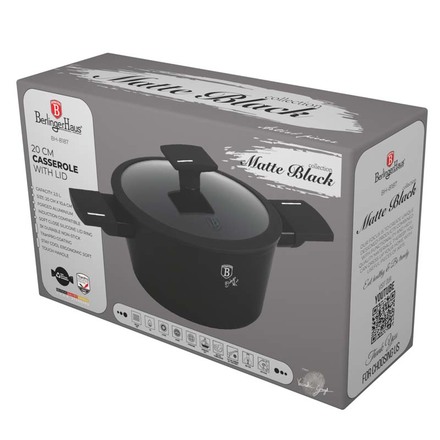Kastrol s titanovým povrchem a poklicí Berlingerhaus BH-8187 20 cm Matte Black Collection (1)