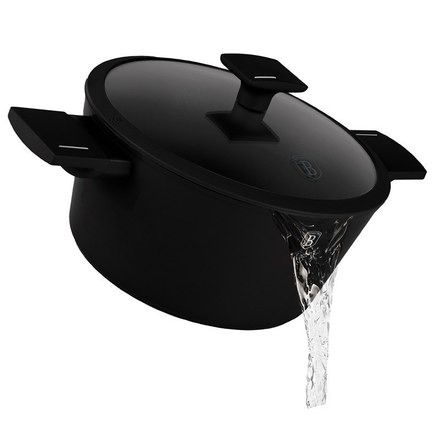 Kastrol s titanovým povrchem a poklicí Berlingerhaus BH-8187 20 cm Matte Black Collection (2)